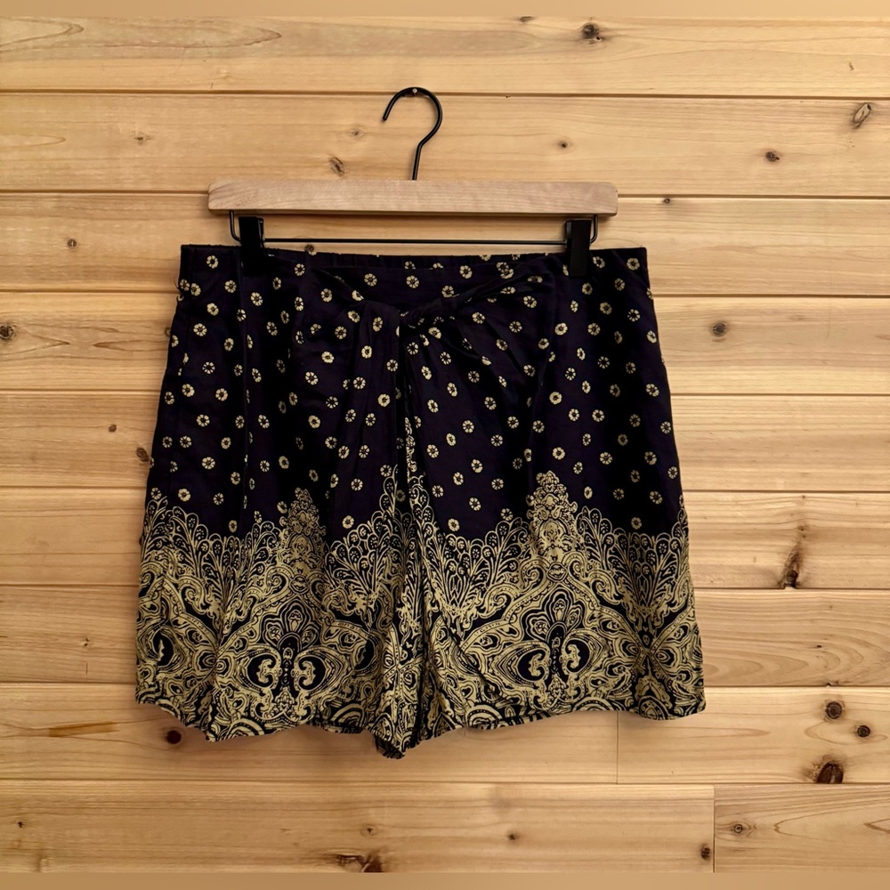 Hei Hei Anthropologie Small Luna Faux Wrap Twist Linen Blend High Rise Shorts